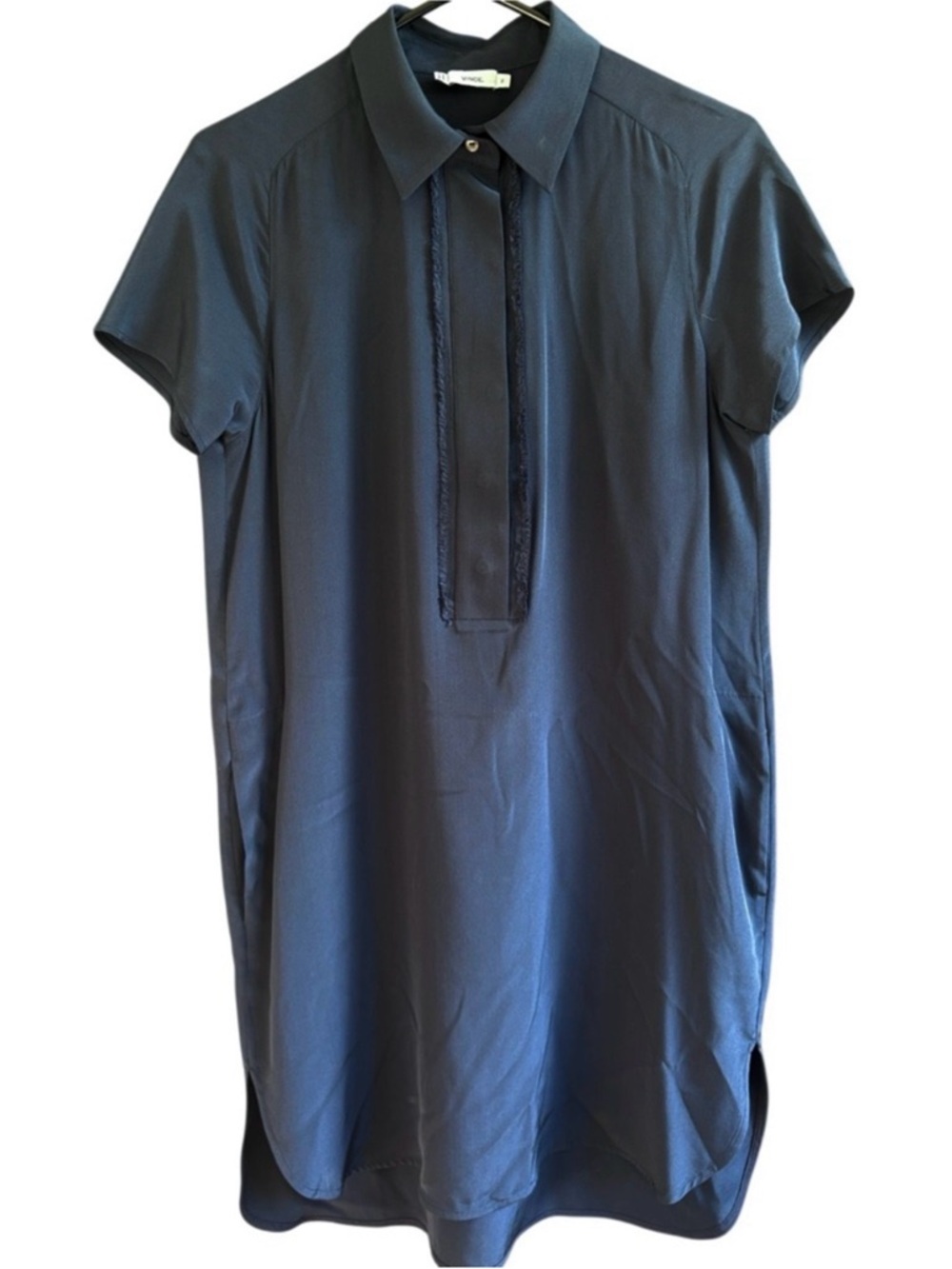 EUC Vince 100% Silk Button Front Dress Navy size XS